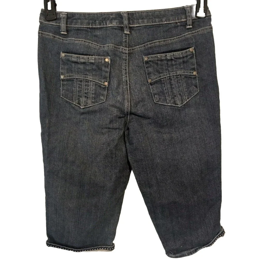Ana Women's Jeans Size 10 Blue Cropped Capri Low Rise Dark Wash Denim 5 Pockets - Picture 11 of 13